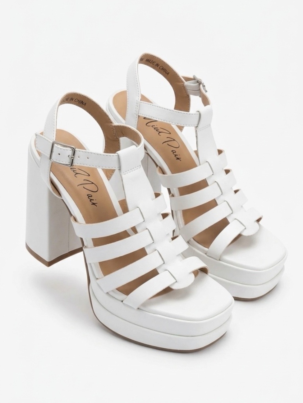 WILD PAIR White Orlah Fisherman Double Platform Sandals - size 5.5 NEW